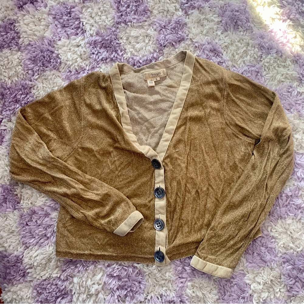 Voyage Invest in the Original gold sparkly cardigan vintage 90s size M